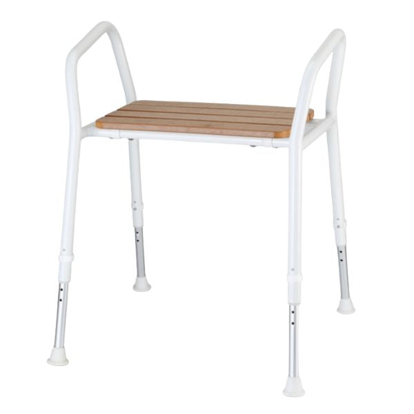 Timber Shower Stool with Arms 470-570mm
